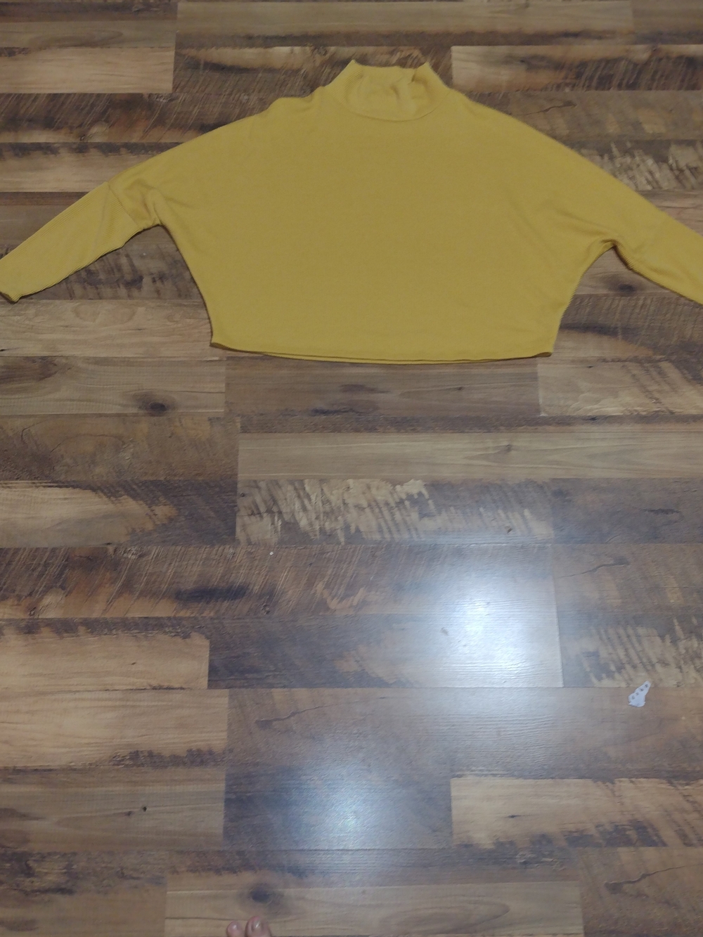Melrose and Market Mustard Yellow Cropped Turtleneck Top